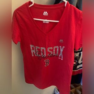 Ladies V neck RedSox Tee
